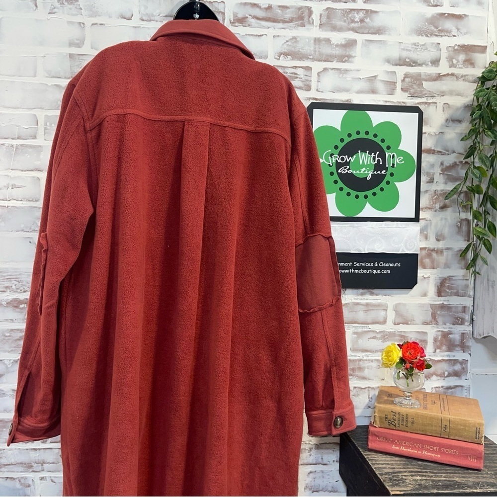 Women's Rust Red Button-Front Jacket - Picture 8 of 9
